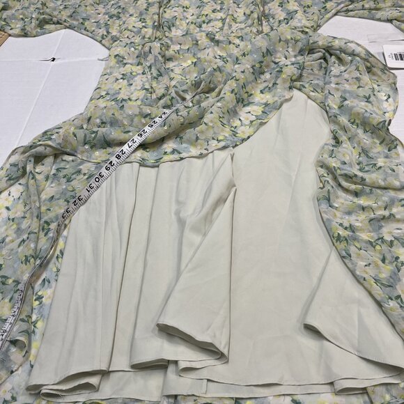 Mikael Aghal Dress Womens 12 Chiffon Floral Lined Ruffle Semi Sheer Midi Fairy‎ - Picture 6 of 11